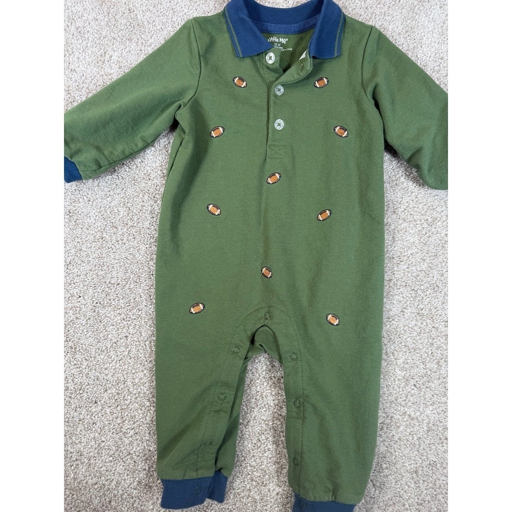 Little Me Football Romper 12 Months Embroidered Collared